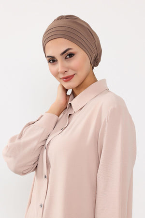 Modest Aerobin Turban Bonnet with Removable Wide-Brim Hat