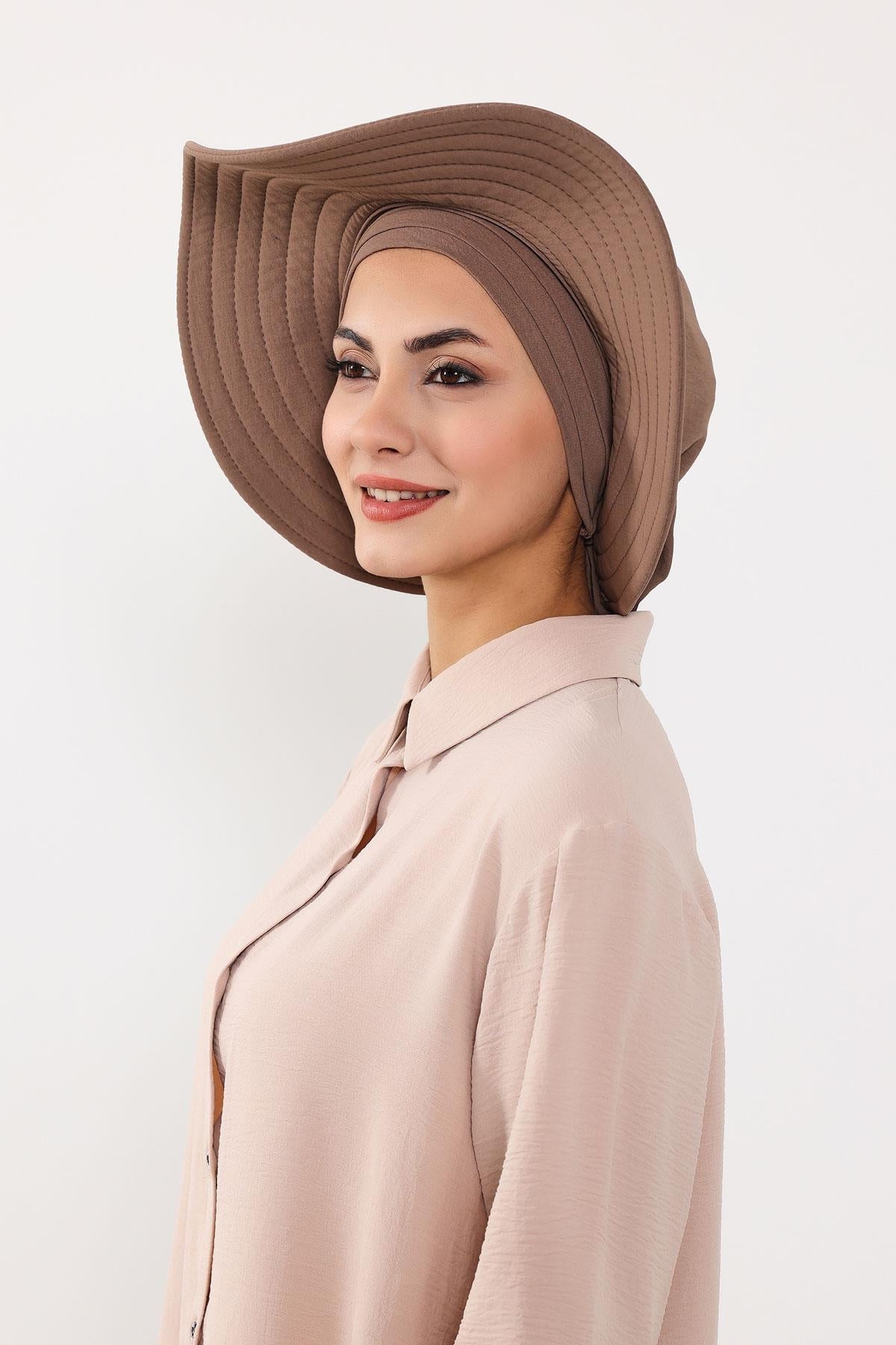 Modest Aerobin Turban Bonnet with Removable Wide-Brim Hat