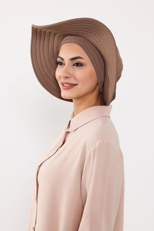 Modest Aerobin Turban Bonnet with Removable Wide-Brim Hat