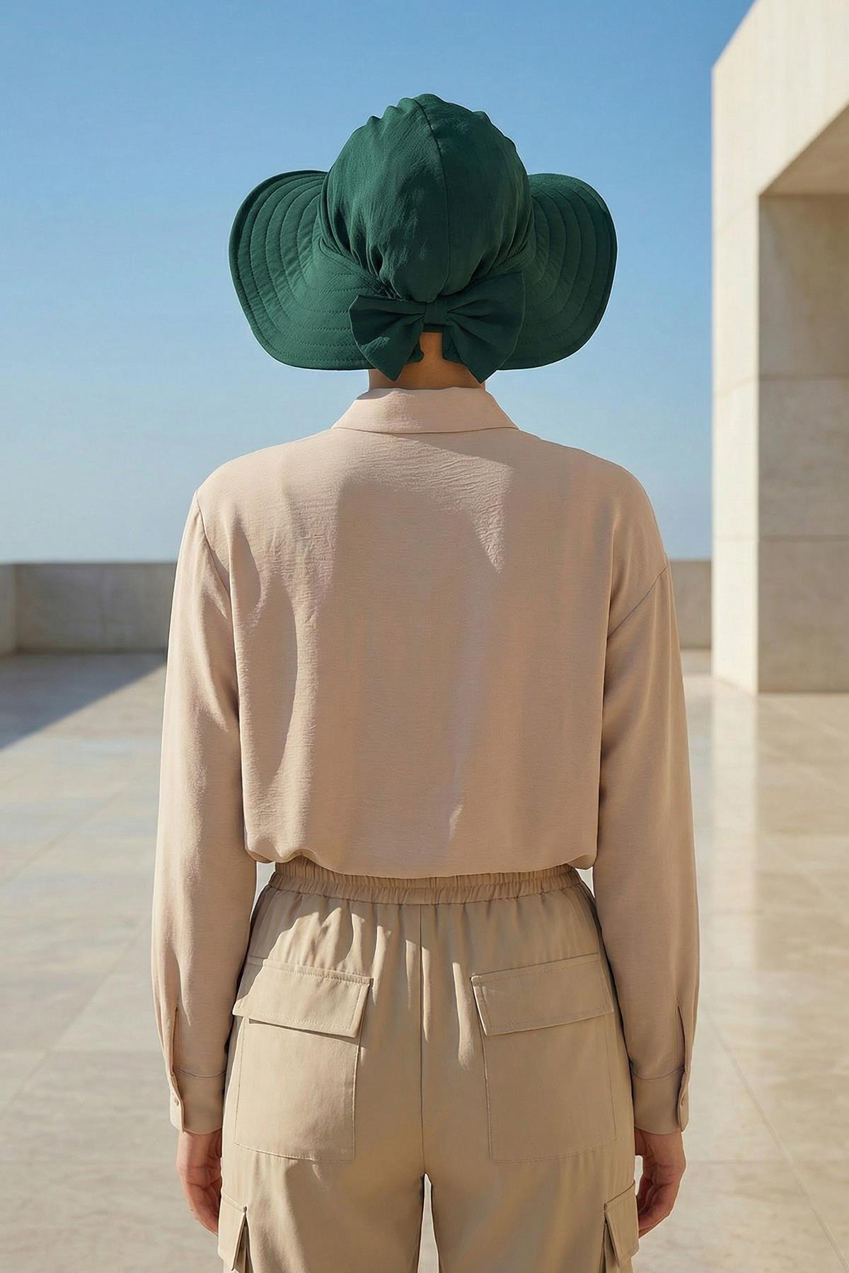 Modest Aerobin Turban Bonnet with Removable Wide-Brim Hat