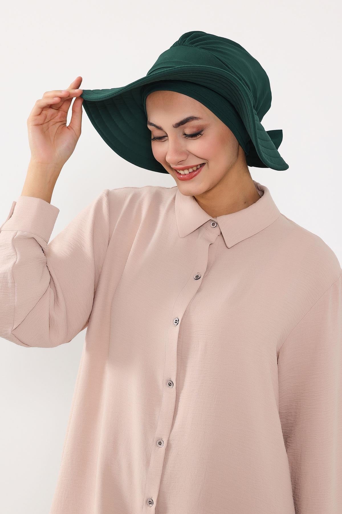 Modest Aerobin Turban Bonnet with Removable Wide-Brim Hat