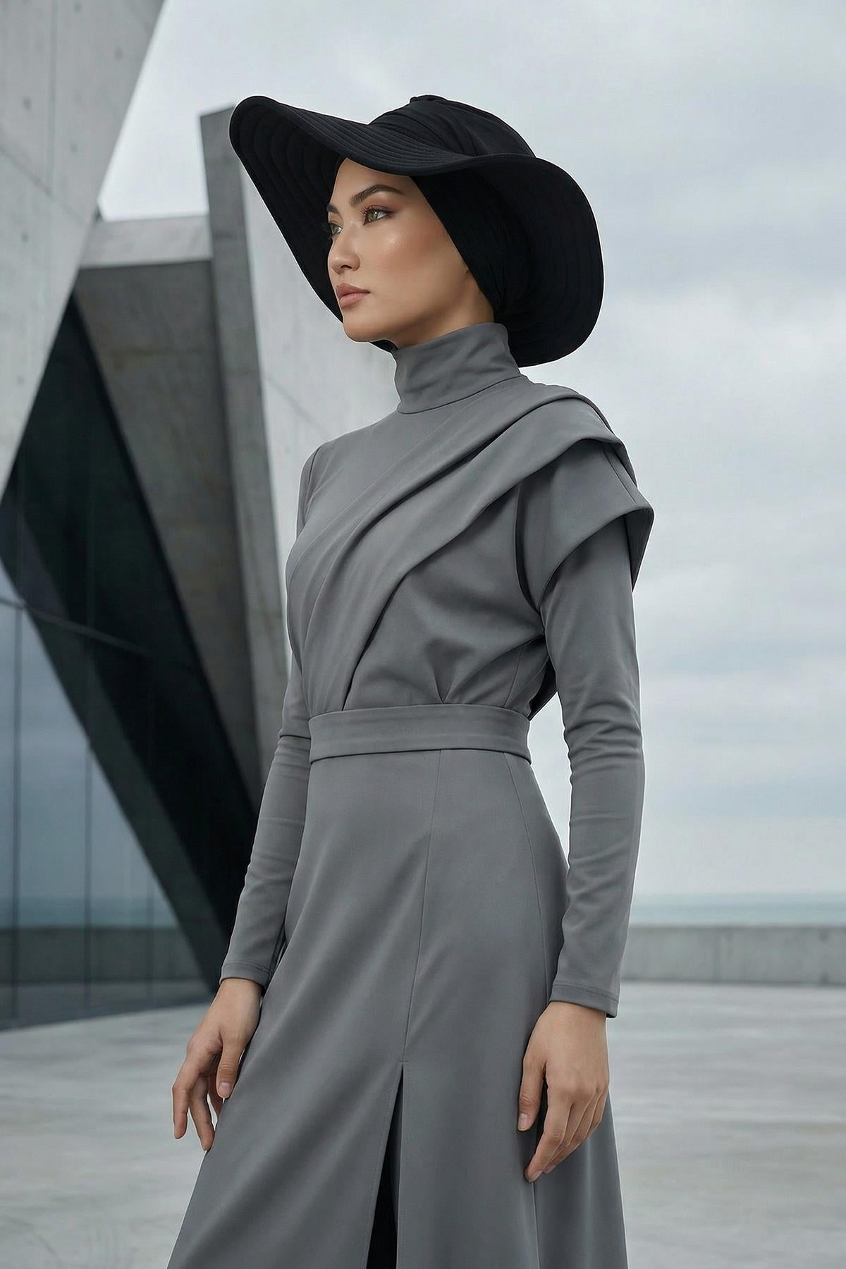 Modest Aerobin Turban Bonnet with Removable Wide-Brim Hat