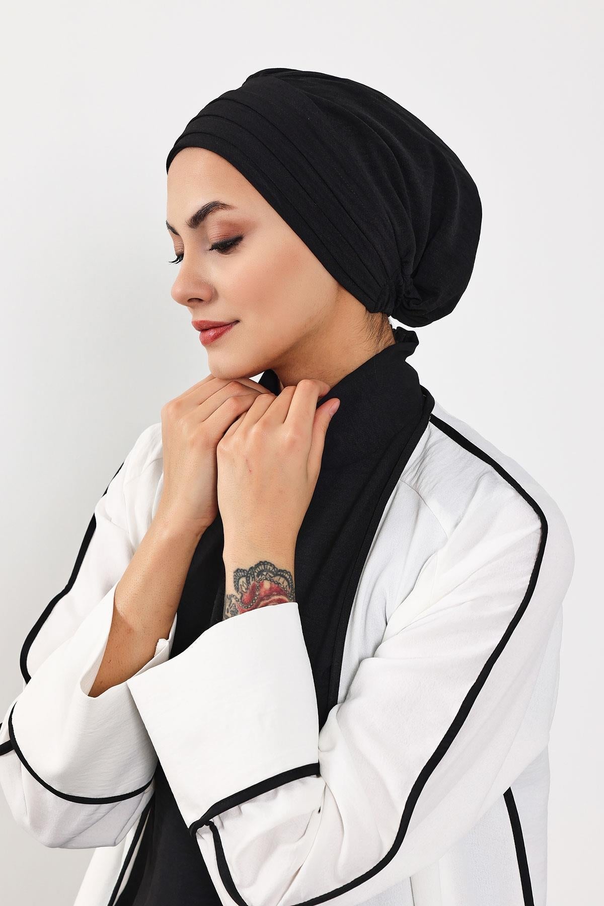 Modest Aerobin Turban Bonnet with Removable Wide-Brim Hat