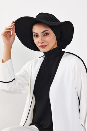 Modest Aerobin Turban Bonnet with Removable Wide-Brim Hat