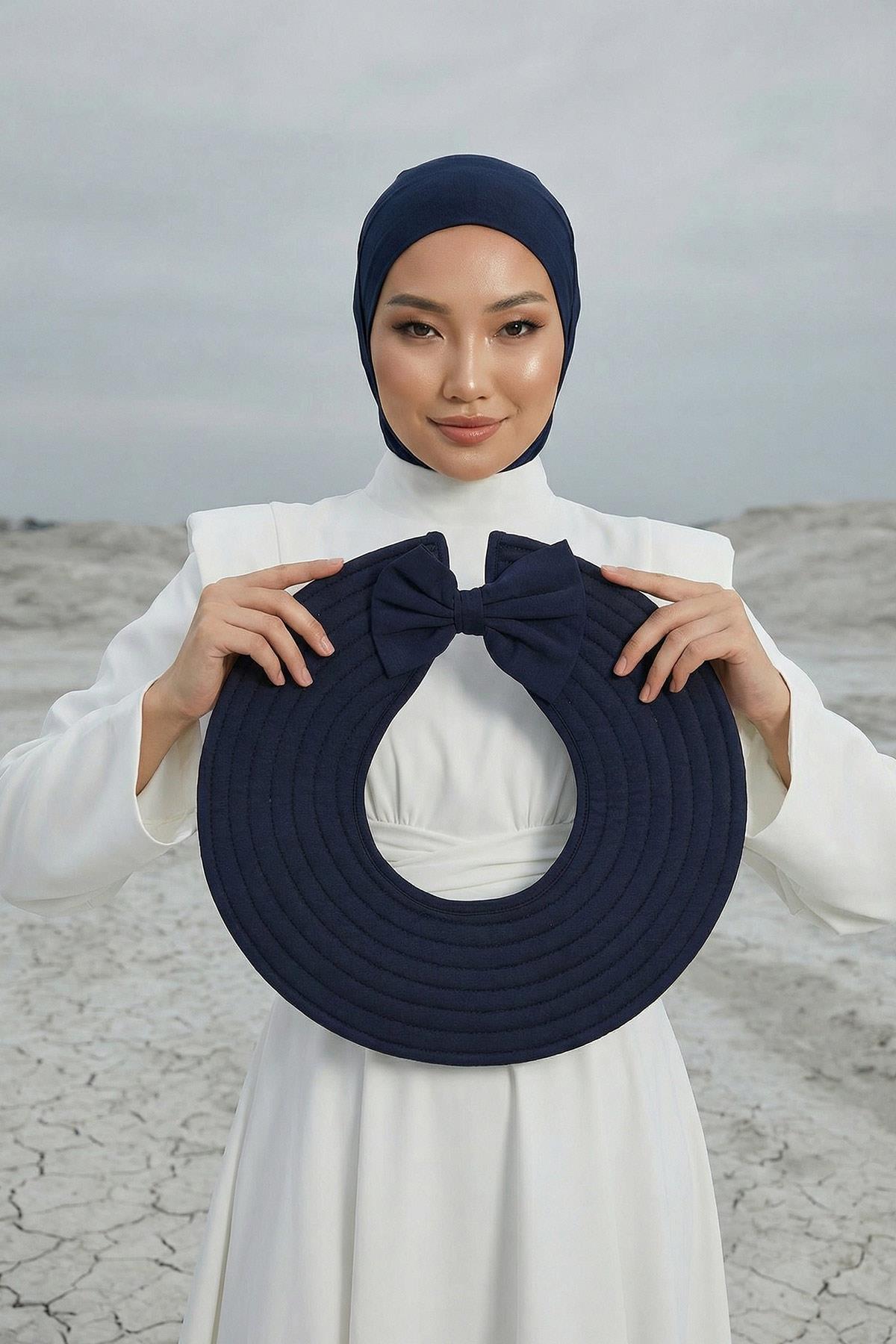 Soft Cotton-Blend Ninja Bonnet with Detachable Bow Accessory