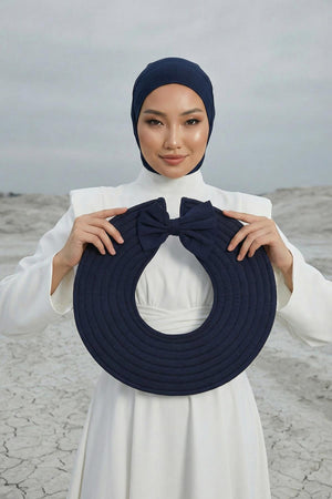 Soft Cotton-Blend Ninja Bonnet with Detachable Bow Accessory