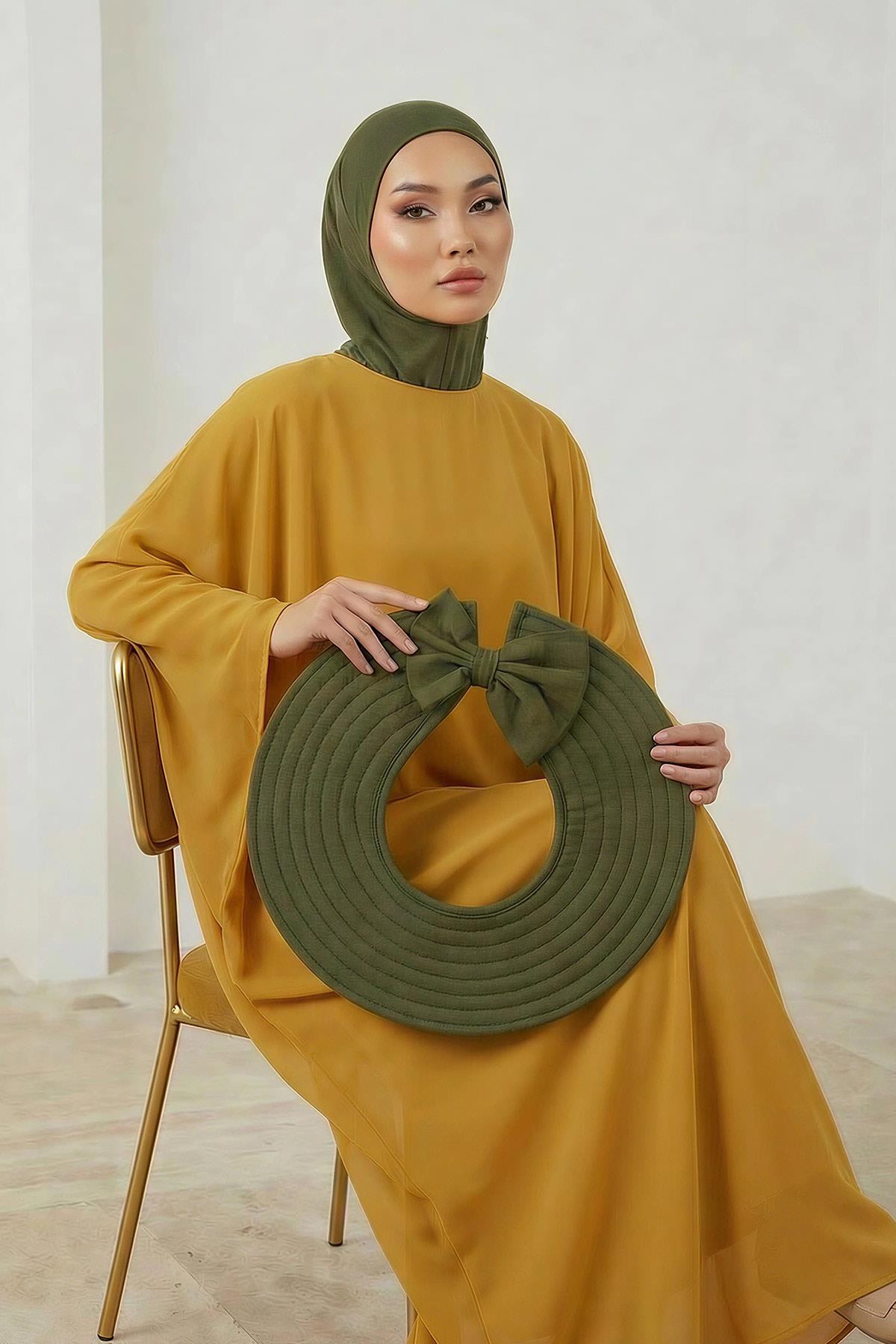 Soft Cotton-Blend Ninja Bonnet with Detachable Bow Accessory