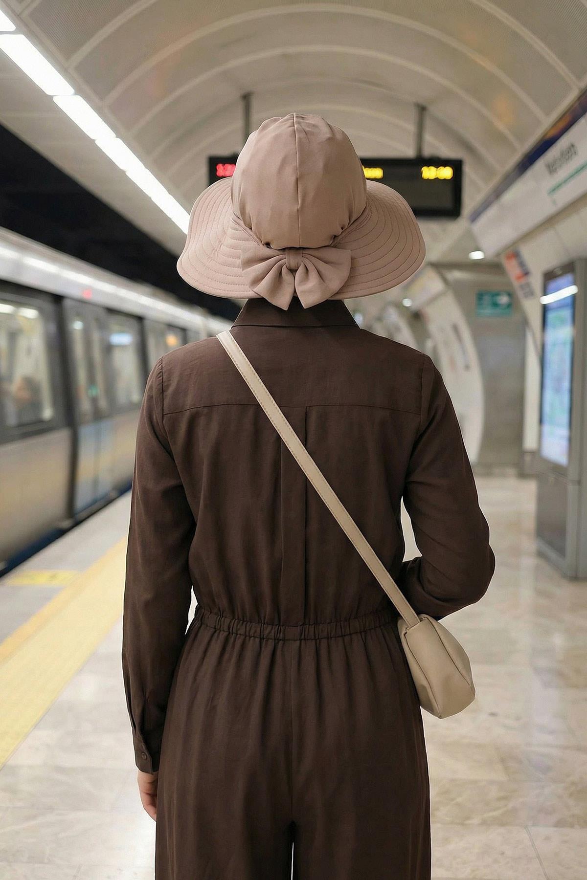 Soft Cotton-Blend Ninja Bonnet with Detachable Bow Accessory