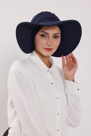 Jersey Bonnet Turban with Wide-Brim Sun Hat