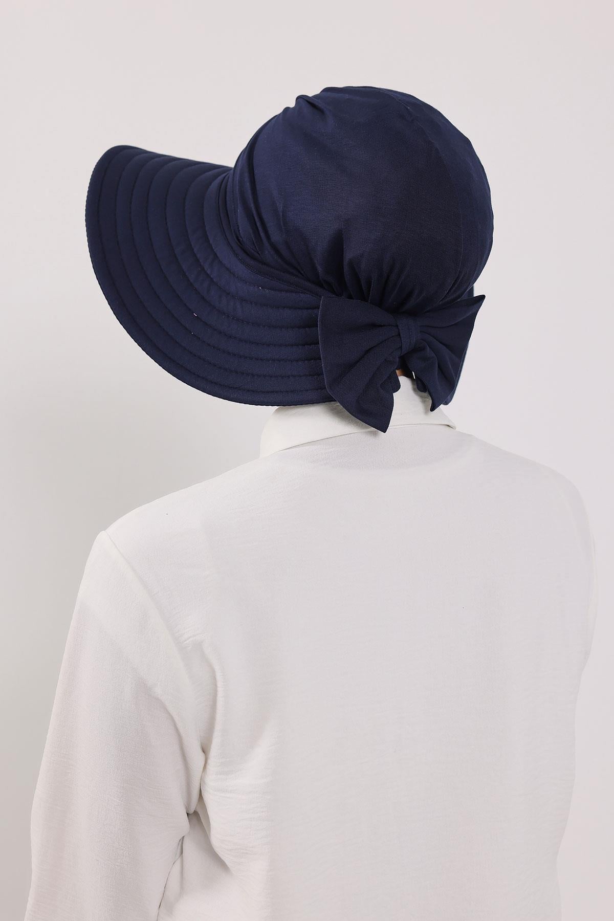 Jersey Bonnet Turban with Wide-Brim Sun Hat