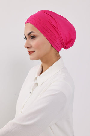 Jersey Bonnet Turban with Wide-Brim Sun Hat