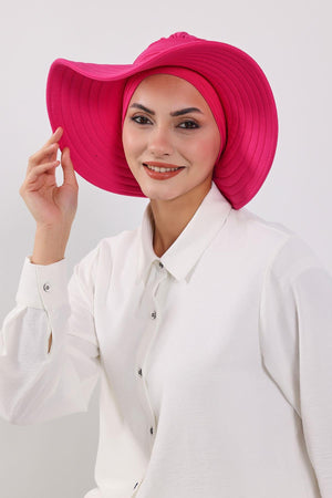 Jersey Bonnet Turban with Wide-Brim Sun Hat