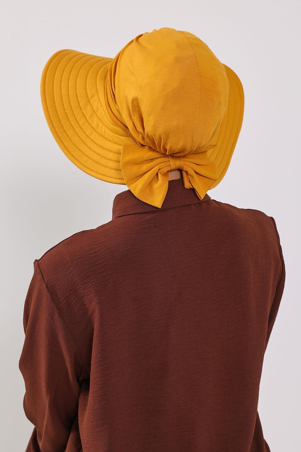 Jersey Bonnet Turban with Wide-Brim Sun Hat