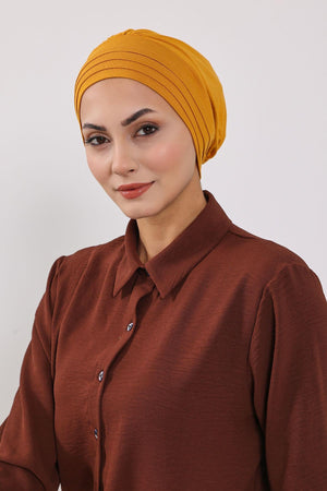 Jersey Bonnet Turban with Wide-Brim Sun Hat