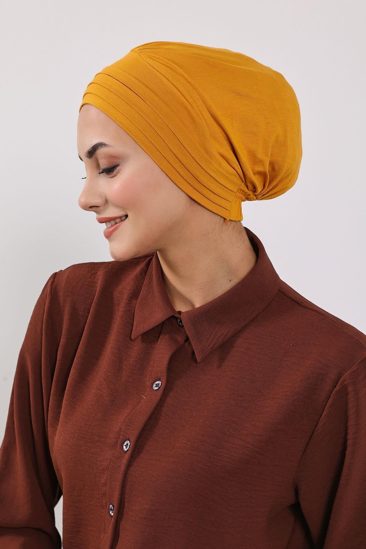 Jersey Bonnet Turban with Wide-Brim Sun Hat