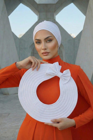 Jersey Bonnet Turban with Wide-Brim Sun Hat