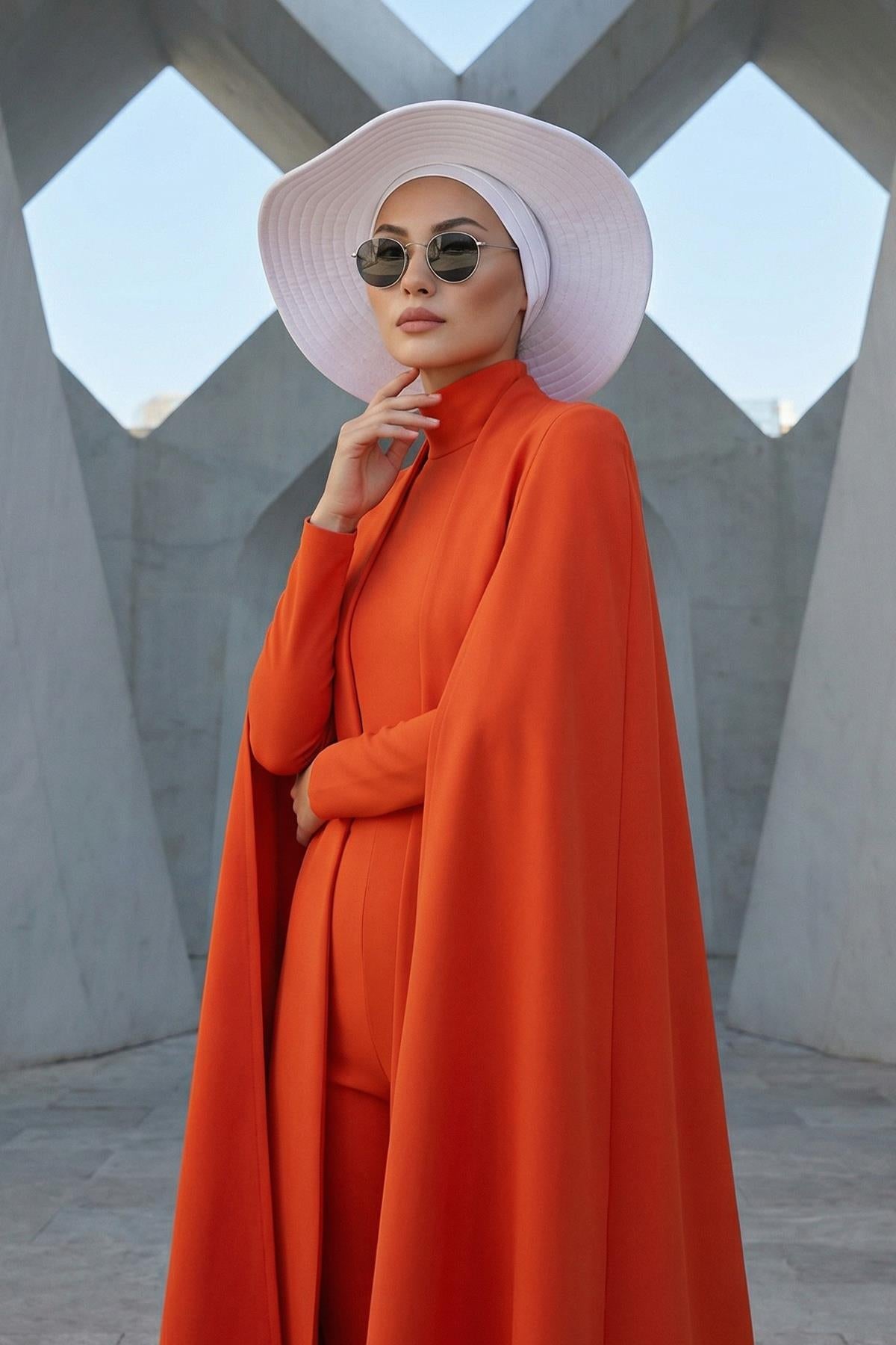 Jersey Bonnet Turban with Wide-Brim Sun Hat