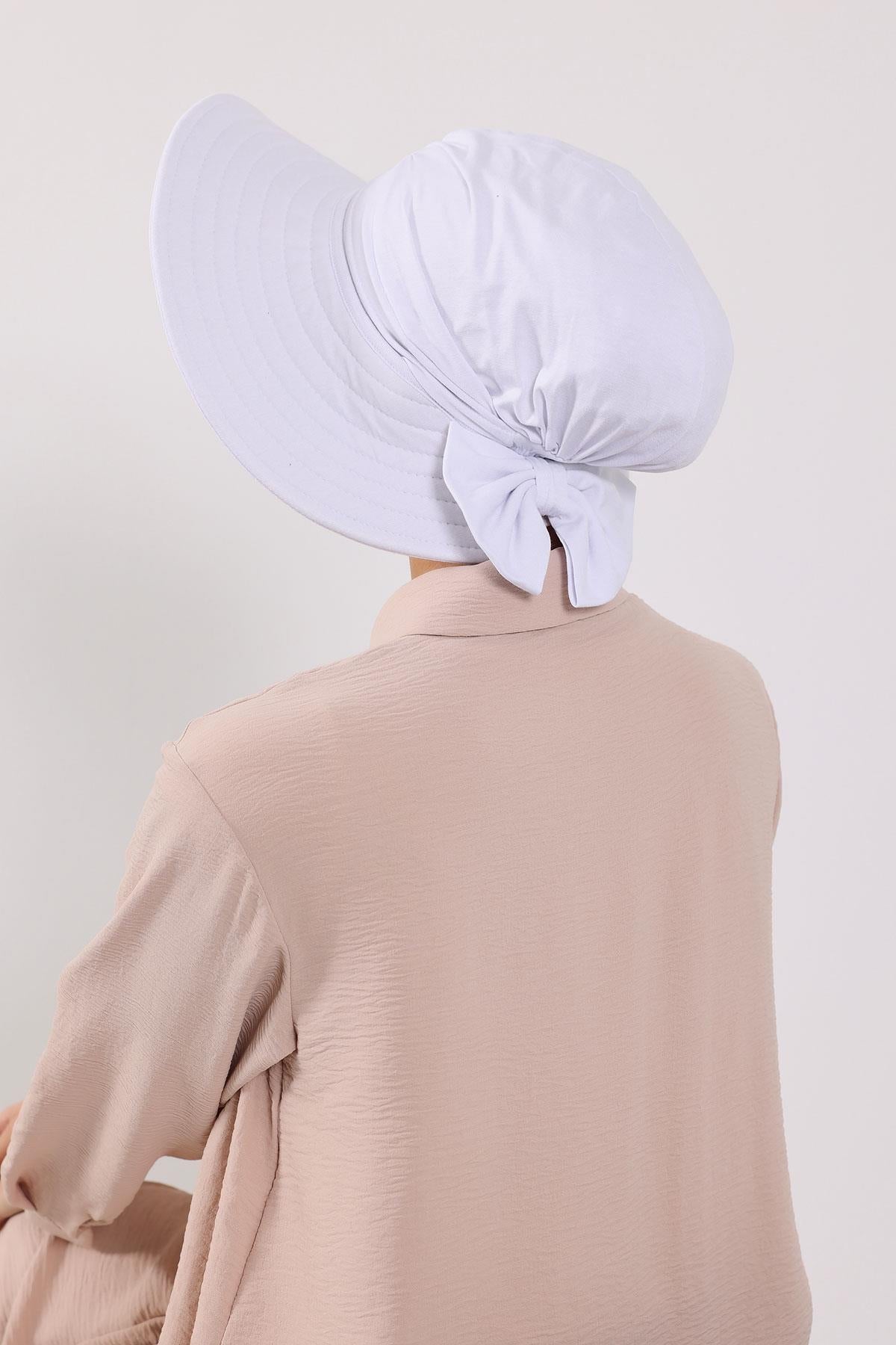 Jersey Bonnet Turban with Wide-Brim Sun Hat