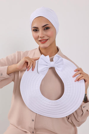 Jersey Bonnet Turban with Wide-Brim Sun Hat