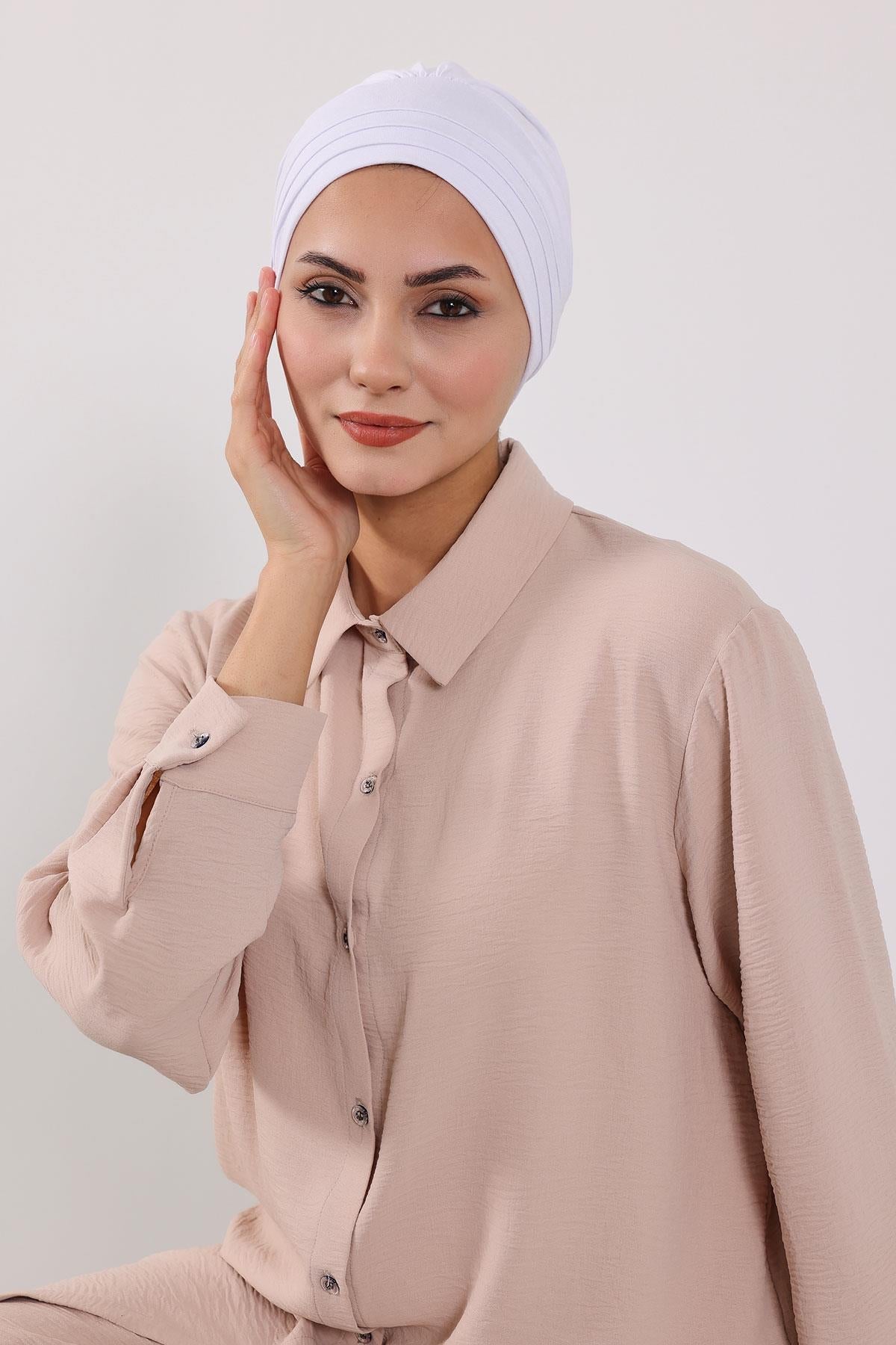 Jersey Bonnet Turban with Wide-Brim Sun Hat