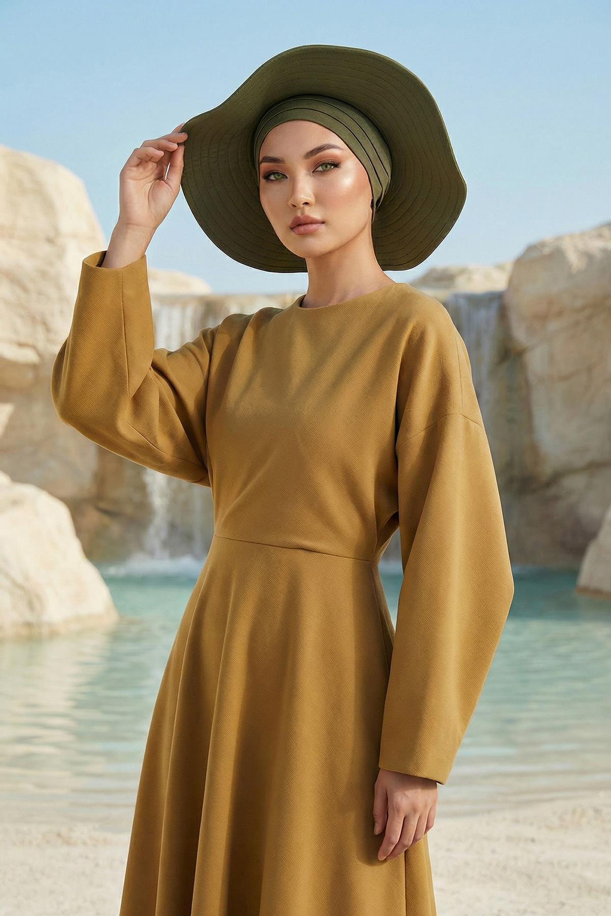 Jersey Bonnet Turban with Wide-Brim Sun Hat