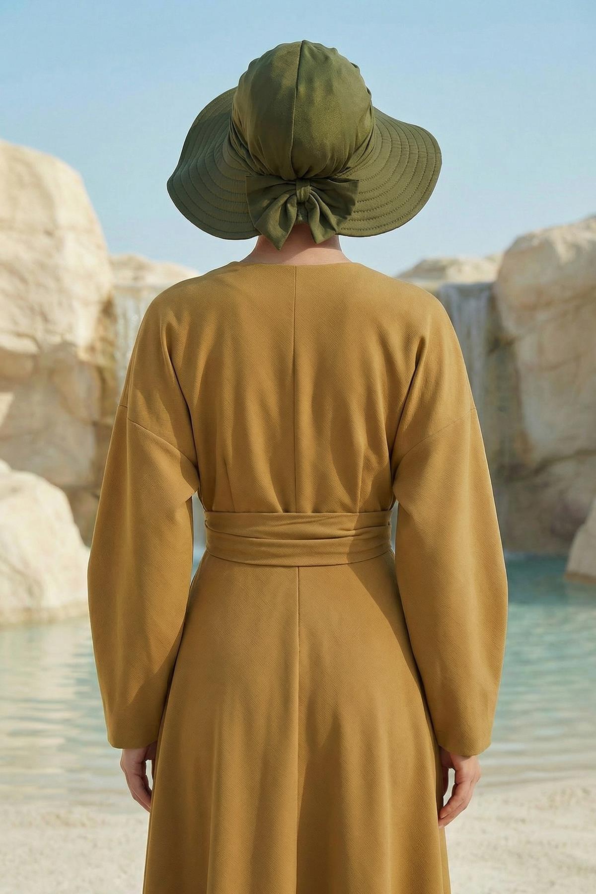 Jersey Bonnet Turban with Wide-Brim Sun Hat