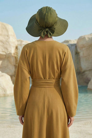 Jersey Bonnet Turban with Wide-Brim Sun Hat