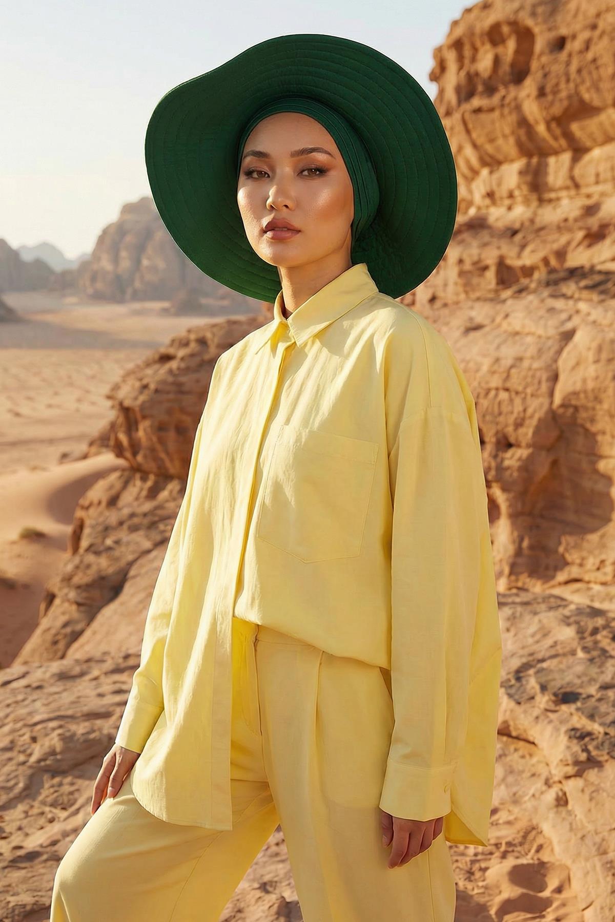 Jersey Bonnet Turban with Wide-Brim Sun Hat