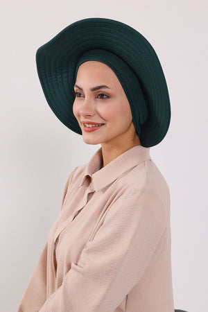 Jersey Bonnet Turban with Wide-Brim Sun Hat