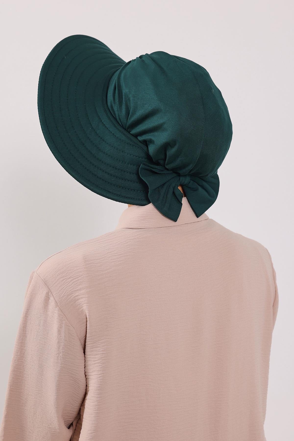 Jersey Bonnet Turban with Wide-Brim Sun Hat