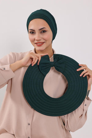 Jersey Bonnet Turban with Wide-Brim Sun Hat