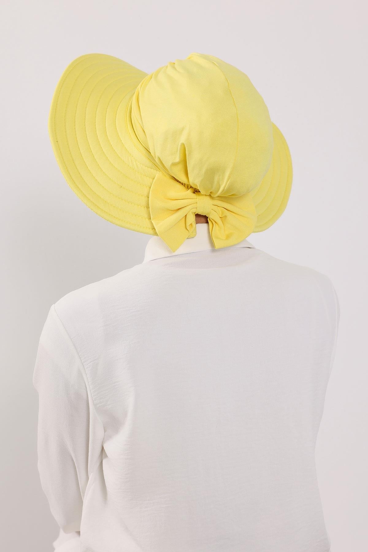 Jersey Bonnet Turban with Wide-Brim Sun Hat