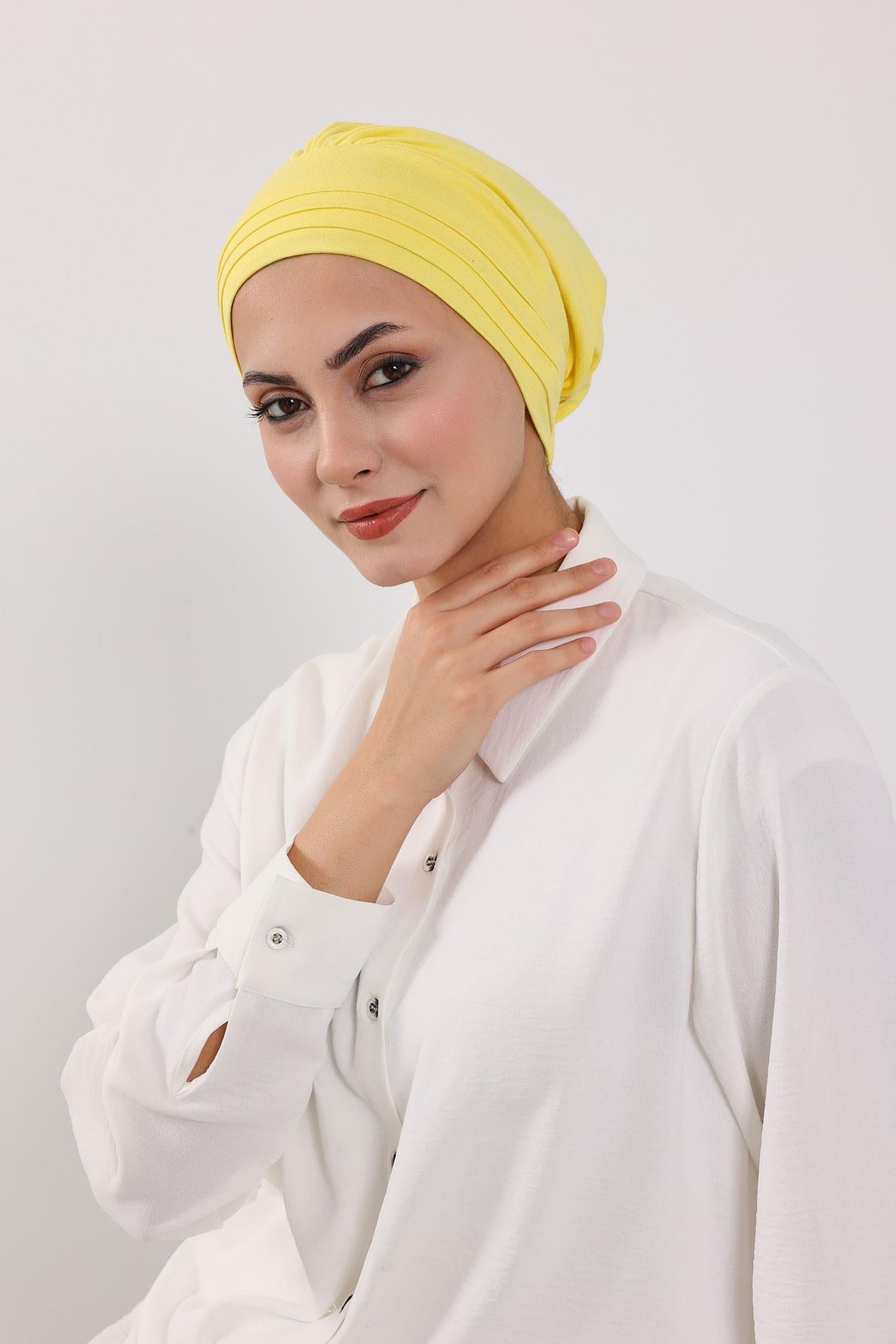 Jersey Bonnet Turban with Wide-Brim Sun Hat