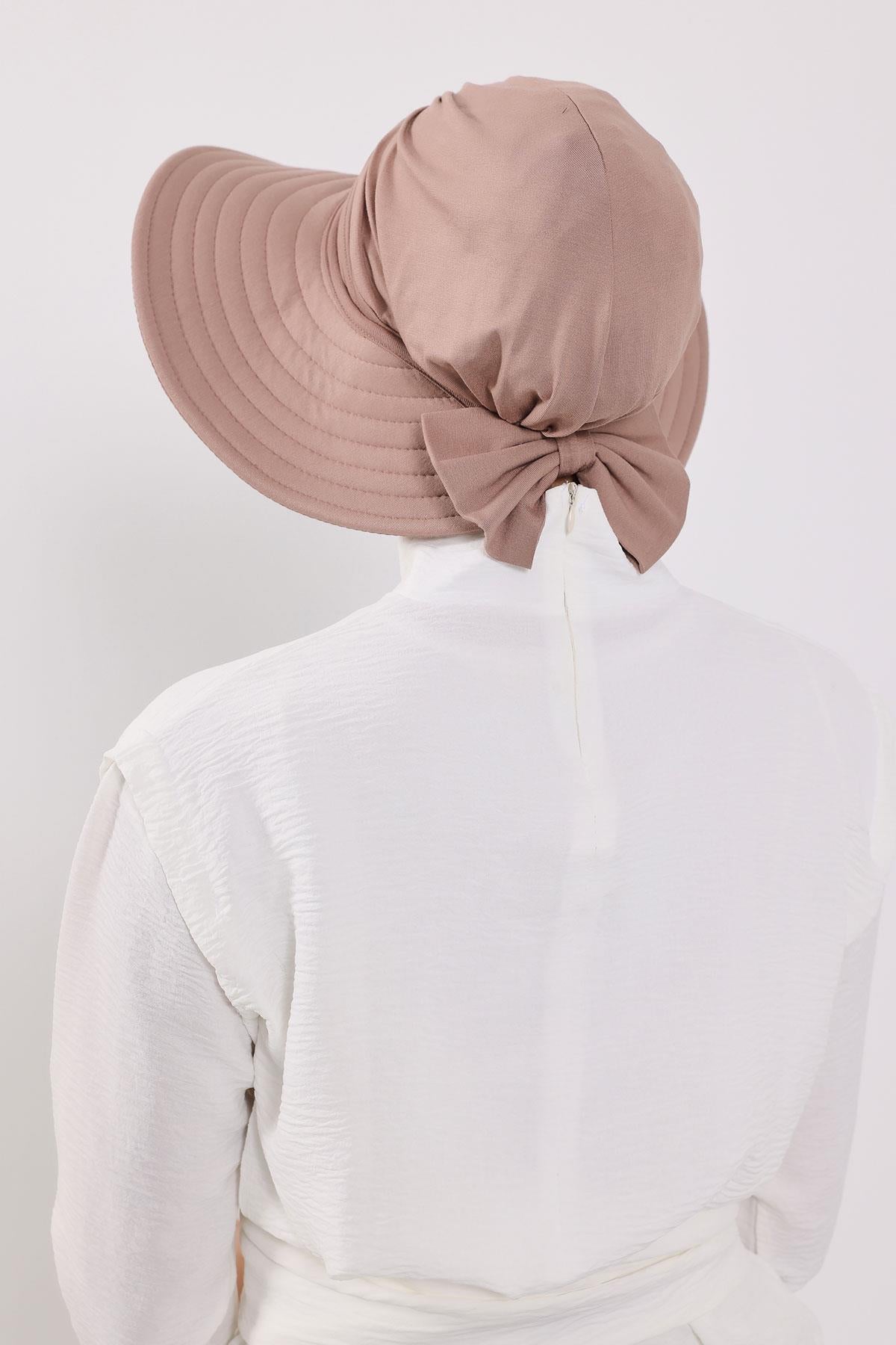 Jersey Bonnet Turban with Wide-Brim Sun Hat