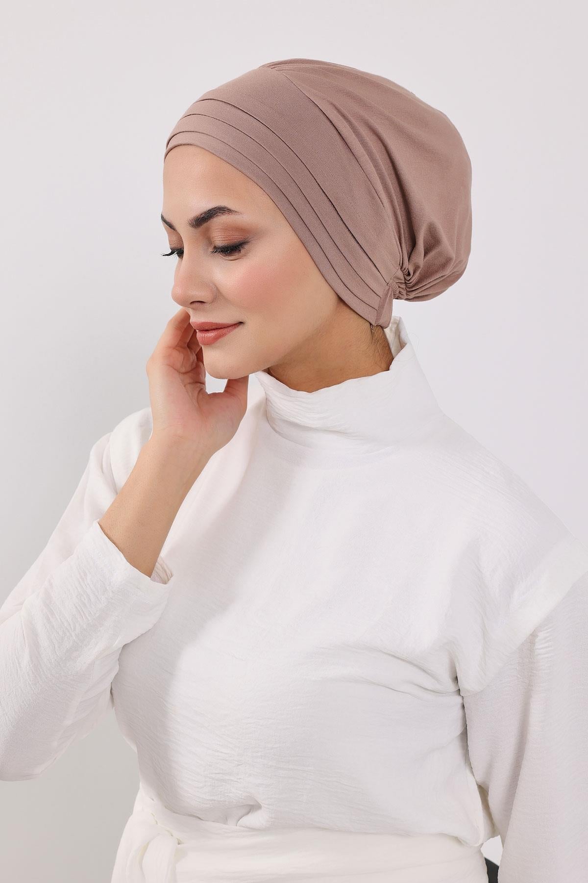 Jersey Bonnet Turban with Wide-Brim Sun Hat