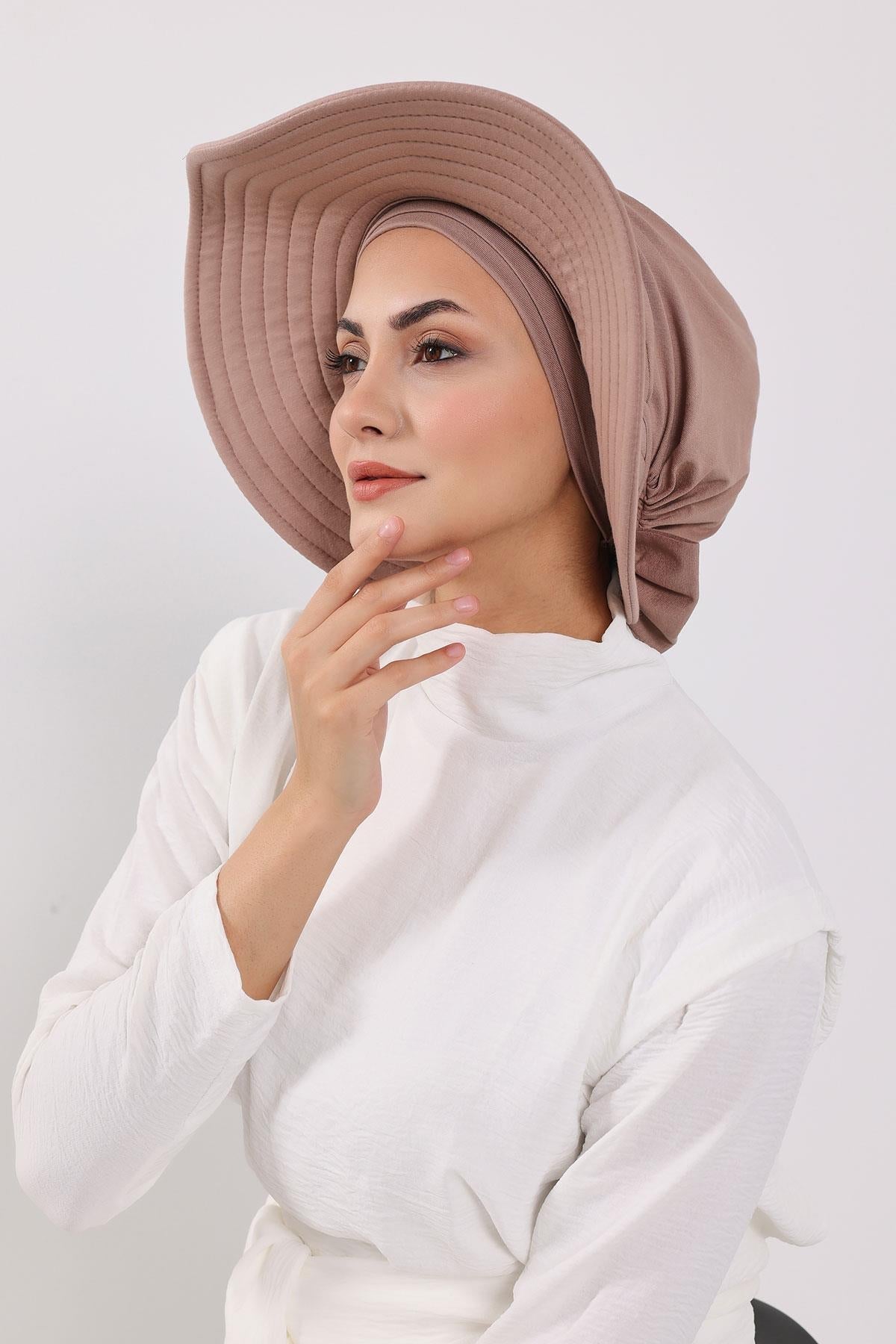 Jersey Bonnet Turban with Wide-Brim Sun Hat