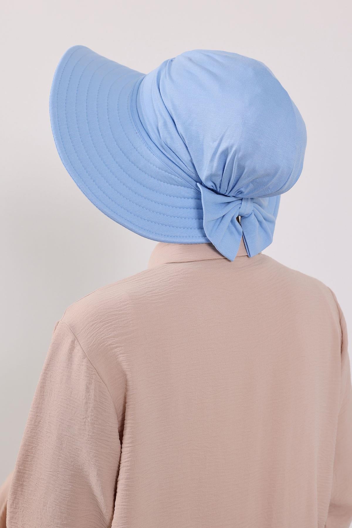 Jersey Bonnet Turban with Wide-Brim Sun Hat