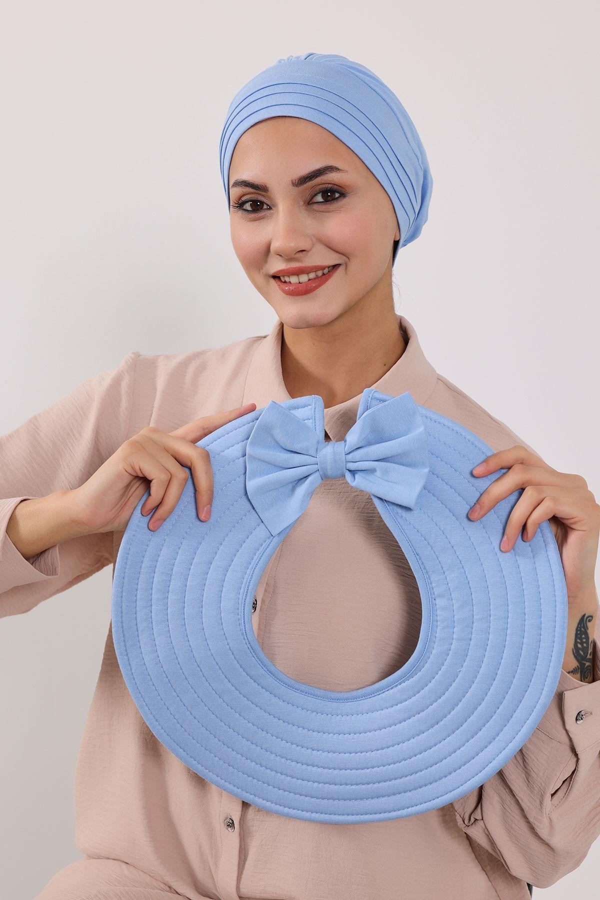 Jersey Bonnet Turban with Wide-Brim Sun Hat