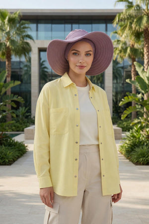 Jersey Bonnet Turban with Wide-Brim Sun Hat