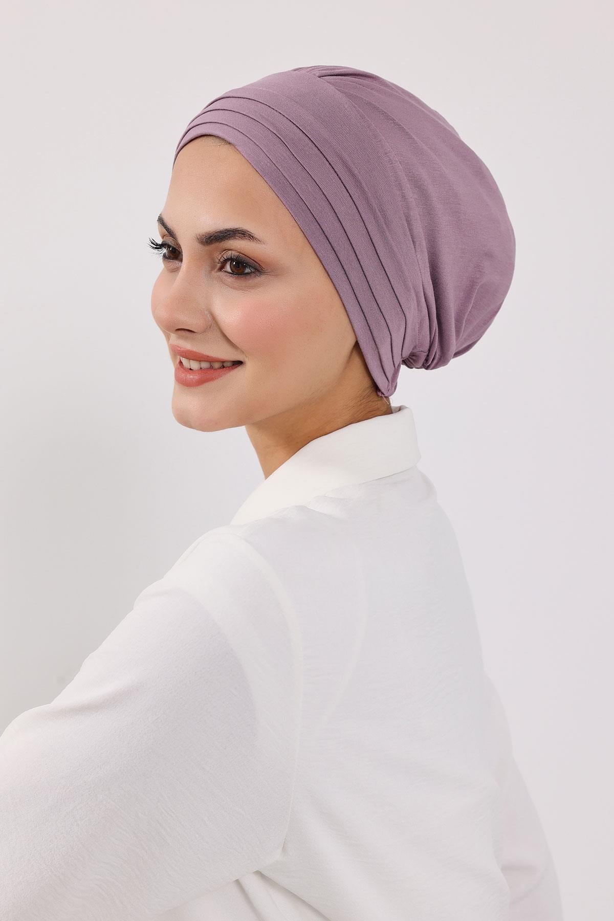 Jersey Bonnet Turban with Wide-Brim Sun Hat