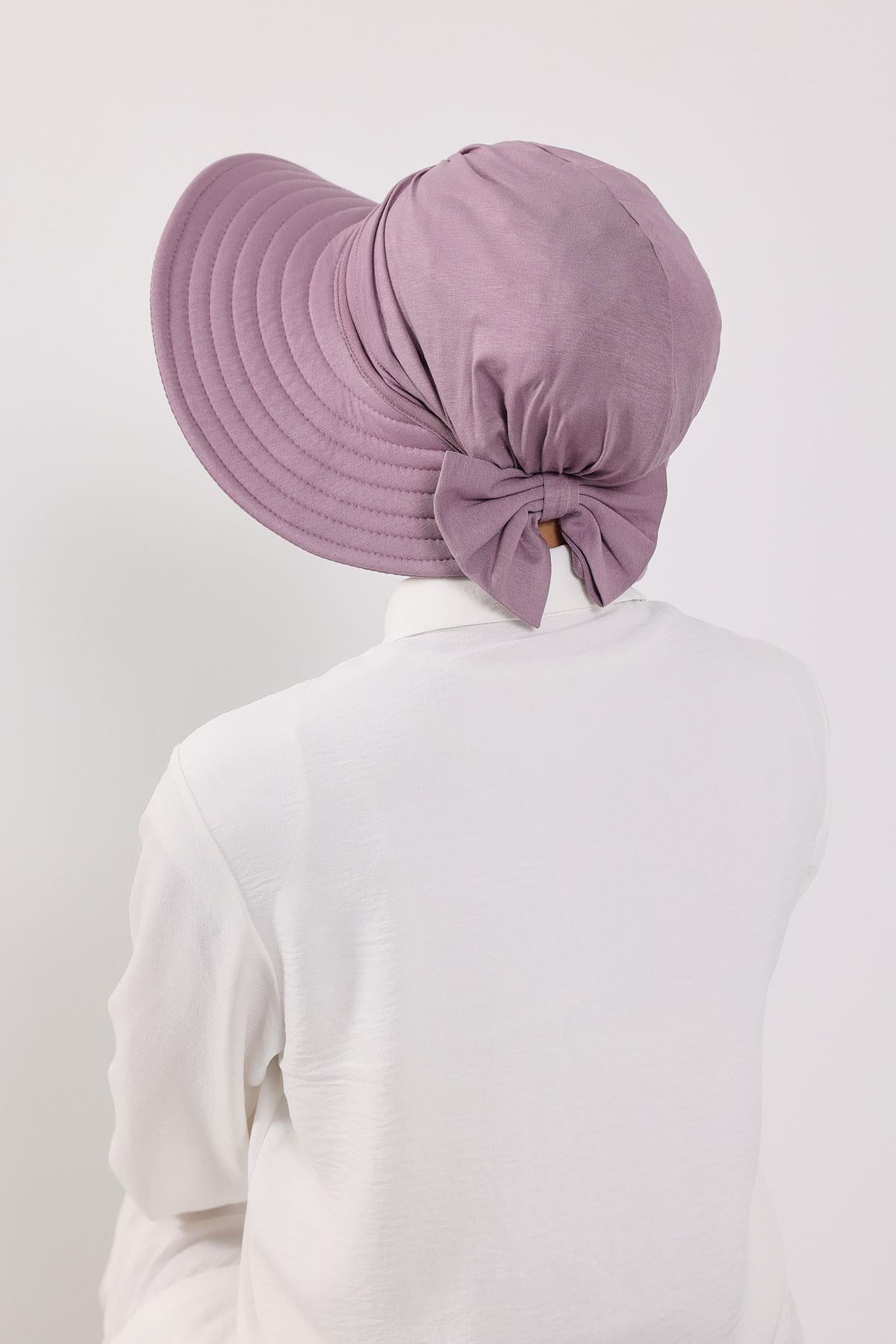 Jersey Bonnet Turban with Wide-Brim Sun Hat