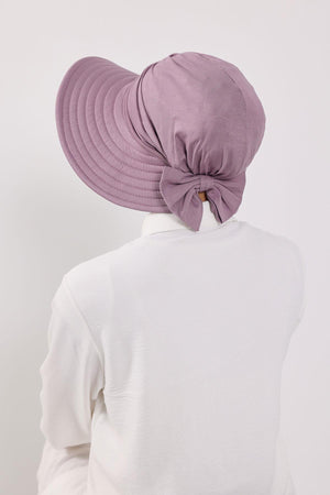 Jersey Bonnet Turban with Wide-Brim Sun Hat