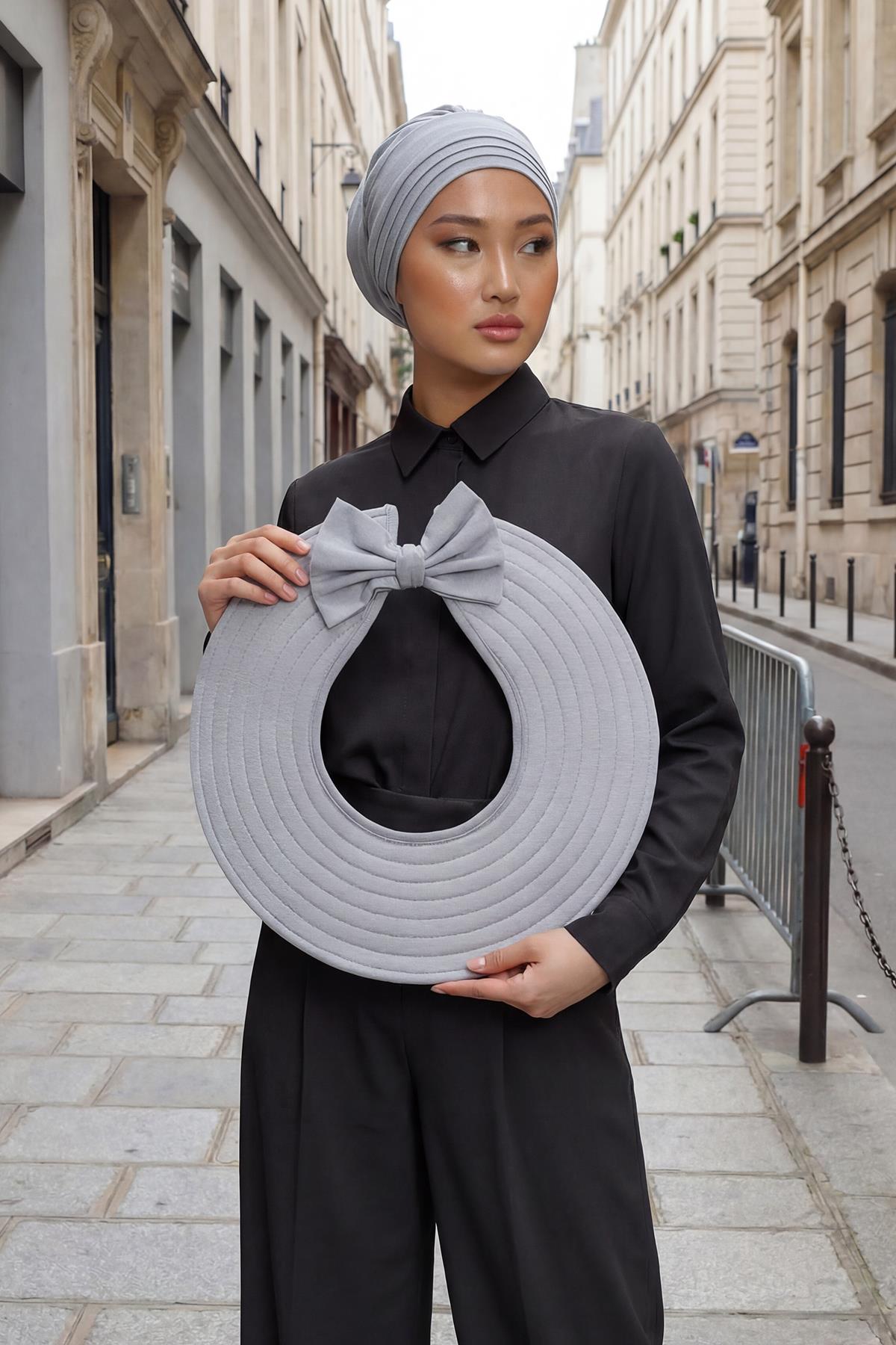 Jersey Bonnet Turban with Wide-Brim Sun Hat