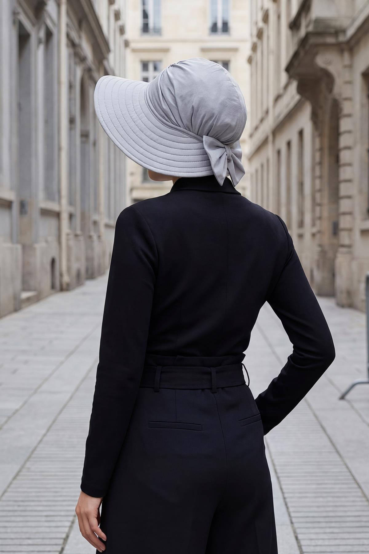 Jersey Bonnet Turban with Wide-Brim Sun Hat