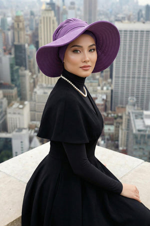 Jersey Bonnet Turban with Wide-Brim Sun Hat