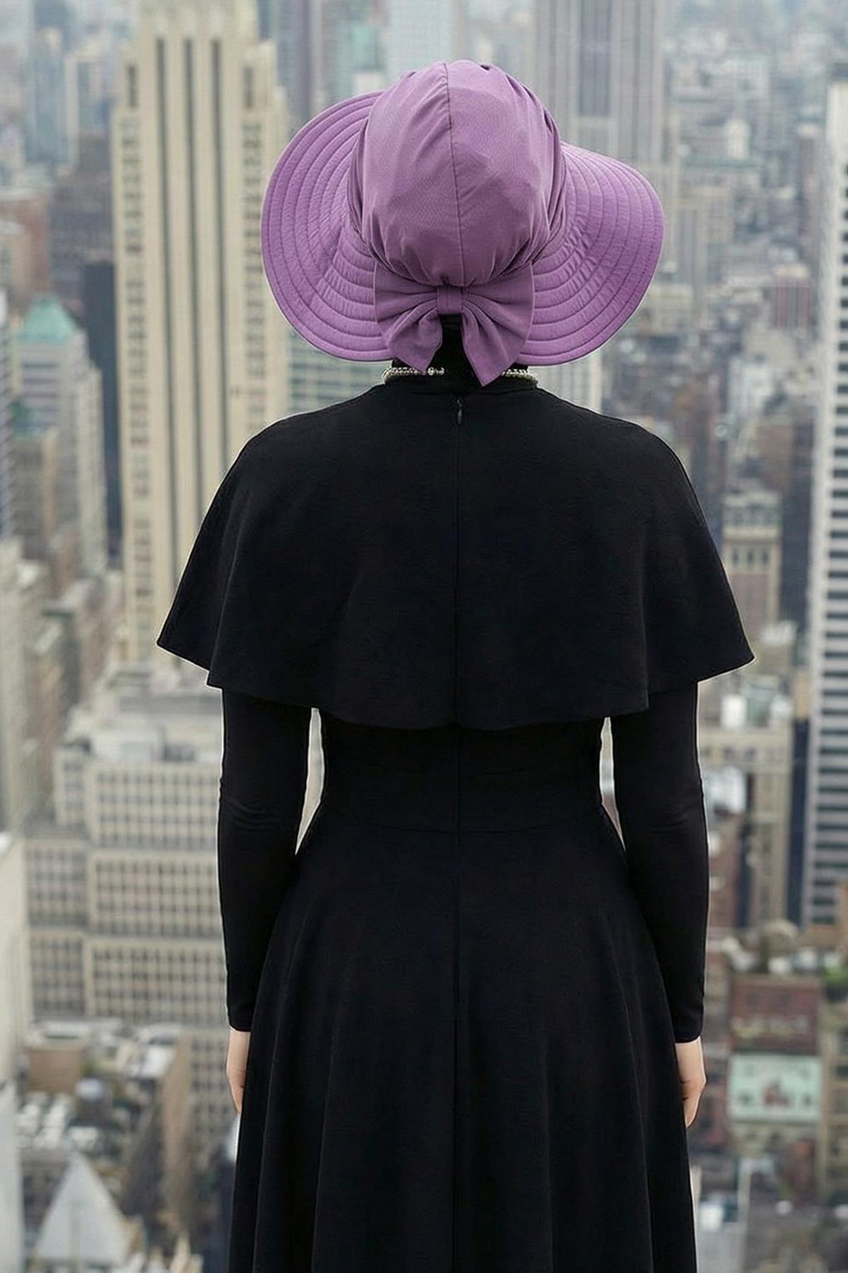 Jersey Bonnet Turban with Wide-Brim Sun Hat