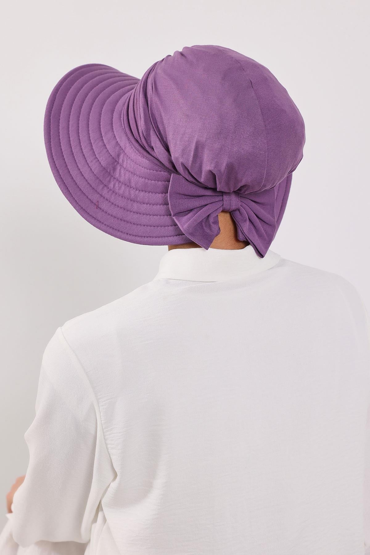 Jersey Bonnet Turban with Wide-Brim Sun Hat