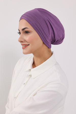 Jersey Bonnet Turban with Wide-Brim Sun Hat