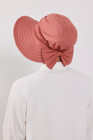 Jersey Bonnet Turban with Wide-Brim Sun Hat