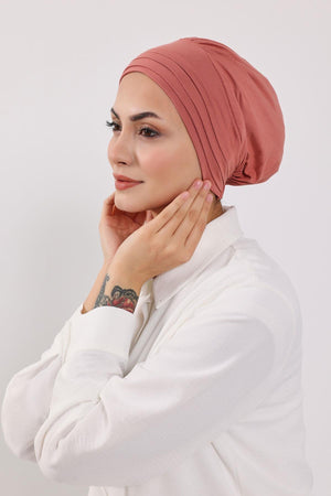 Jersey Bonnet Turban with Wide-Brim Sun Hat